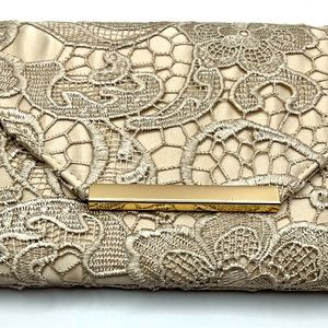 Jessica McClintock Gunnie Sax Lace Covered Clutch Purse Handbag like new